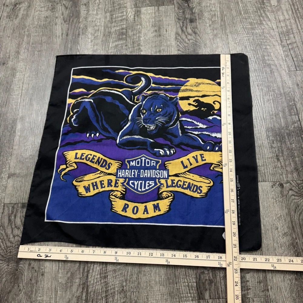 Vintage Harley Davidson Biker Panther Bandana Legends Live Where Legends Roam